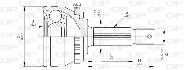 OPEN PARTS Шарнирный комплект, приводной вал CVJ5674.10